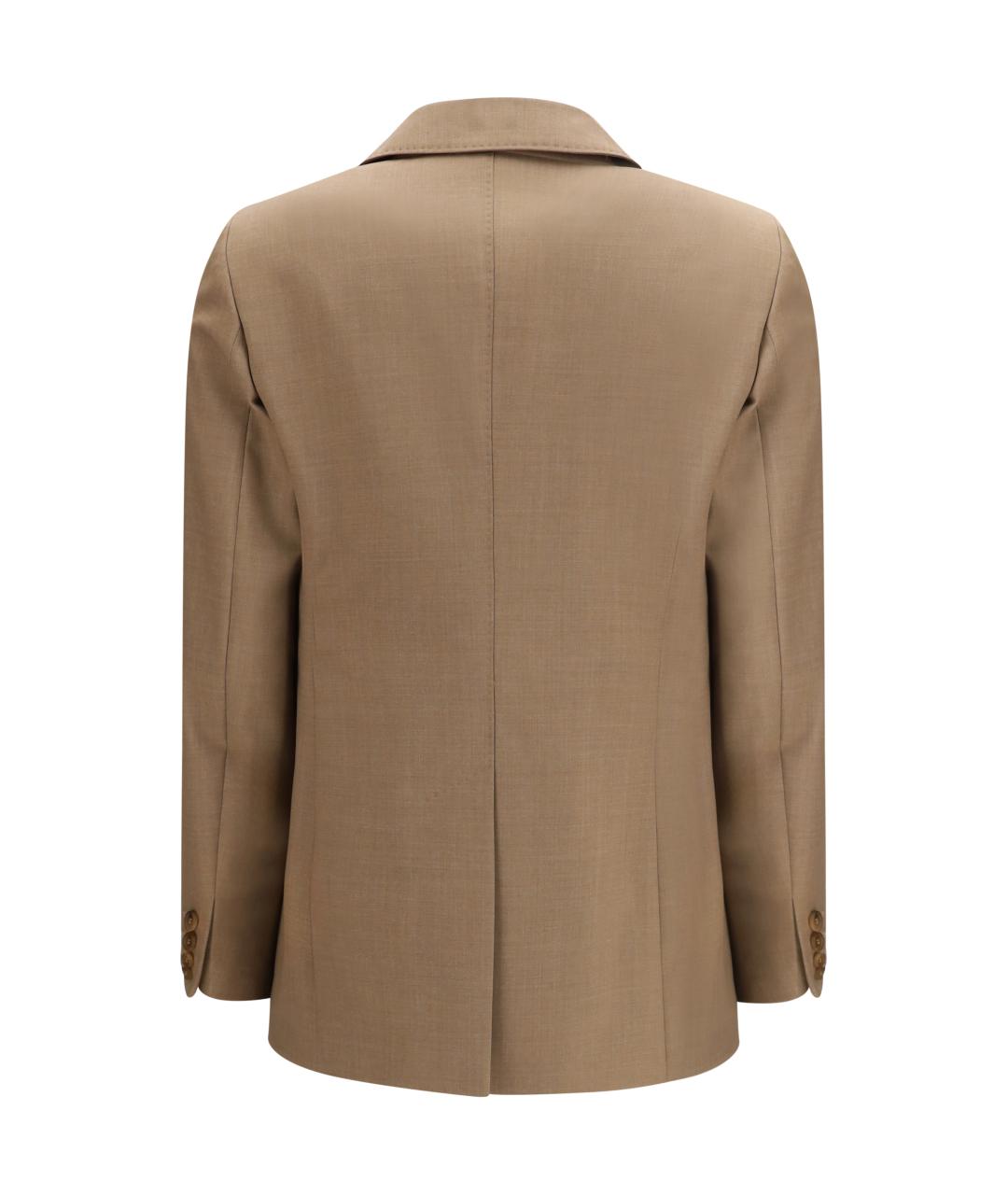 MAX MARA Бежевый шерстяной жакет/пиджак, фото 2