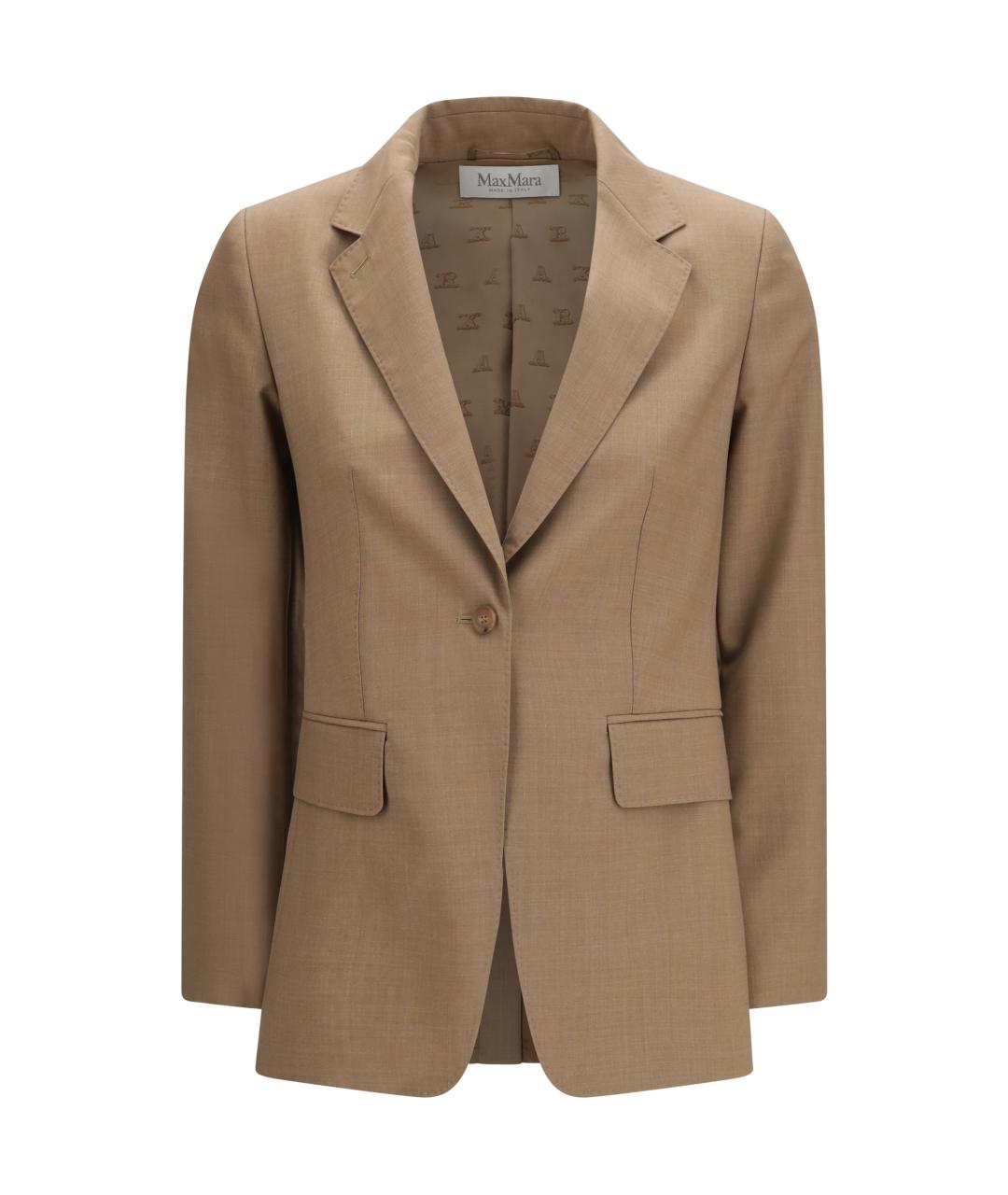 MAX MARA Бежевый шерстяной жакет/пиджак, фото 1