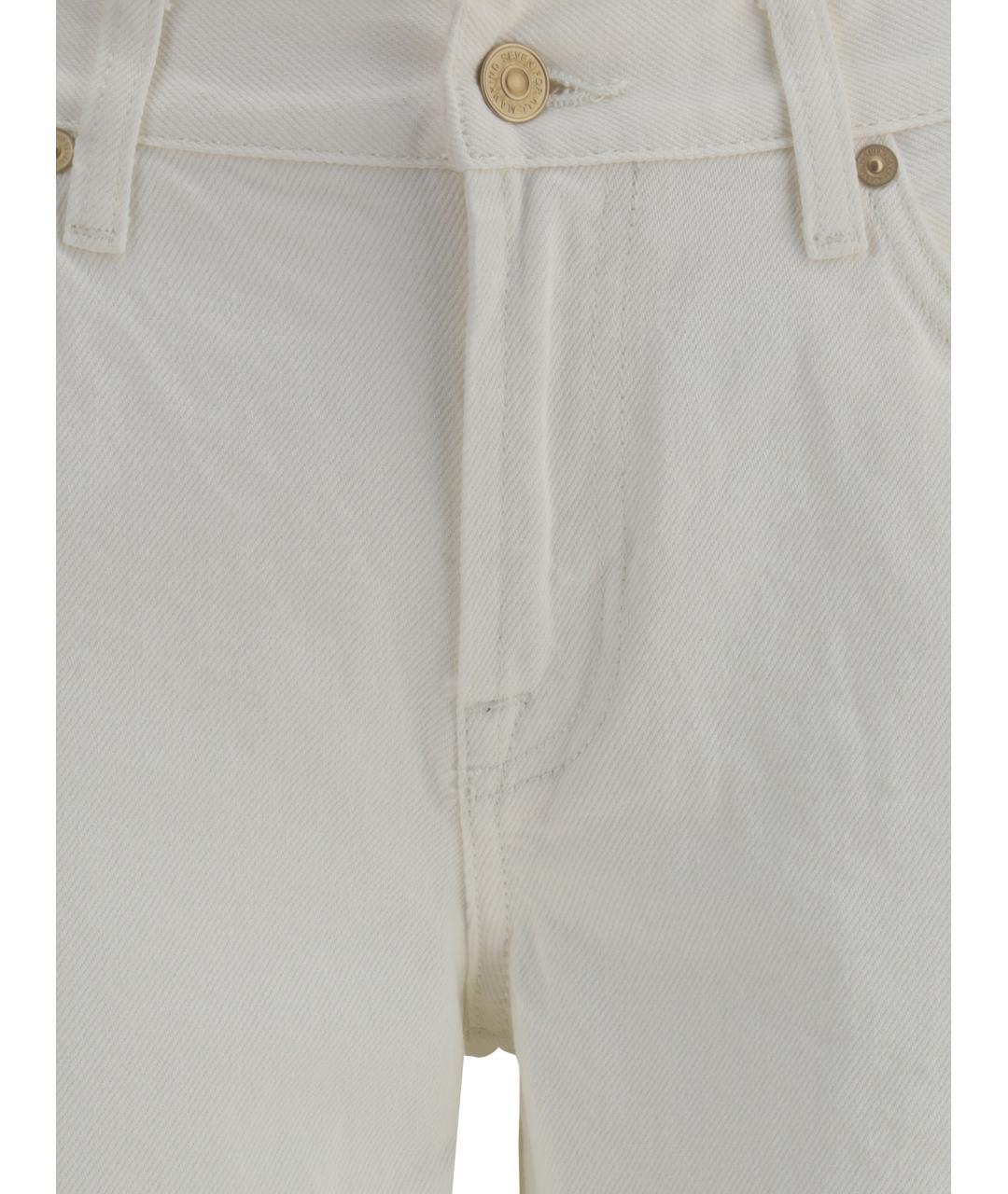 7 FOR ALL MANKIND Белые хлопковые прямые джинсы, фото 3