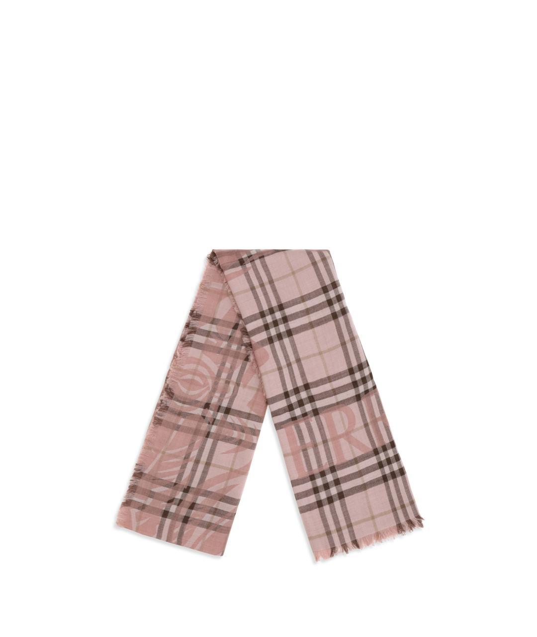 BURBERRY Розовый шерстяной шарф, фото 2