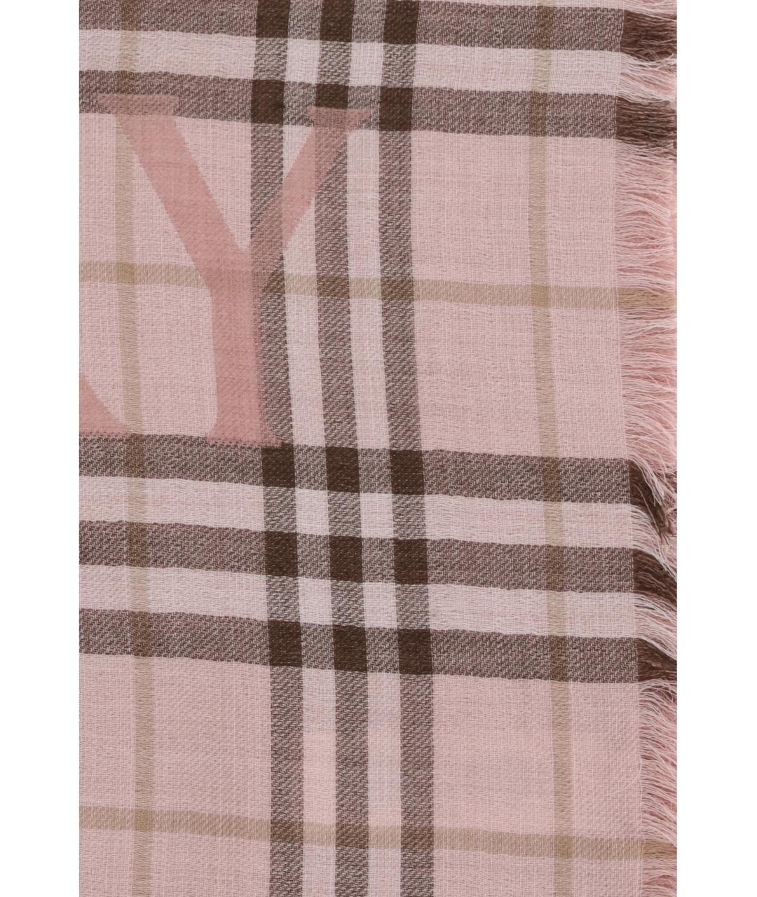 BURBERRY Розовый шерстяной шарф, фото 3