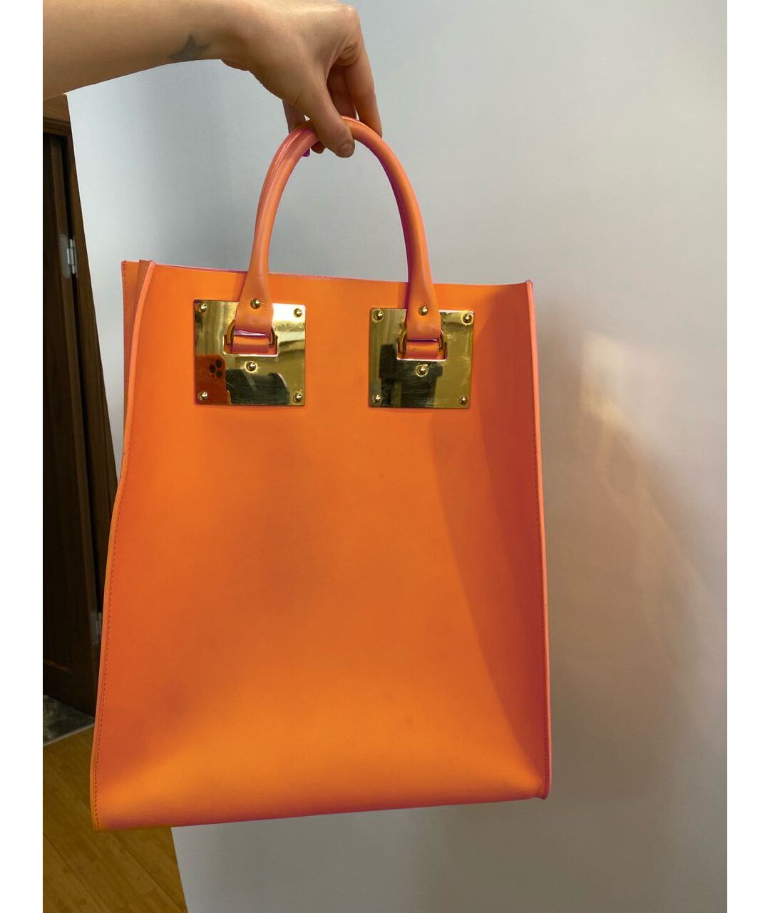 SOPHIE HULME Оранжевая кожаная сумка тоут, фото 3