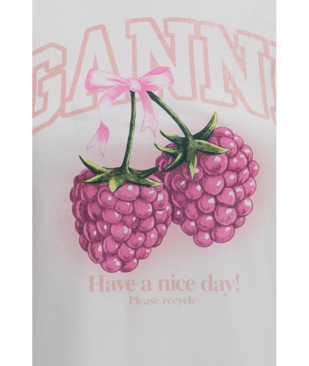 GANNI Белая хлопковая футболка, фото 3