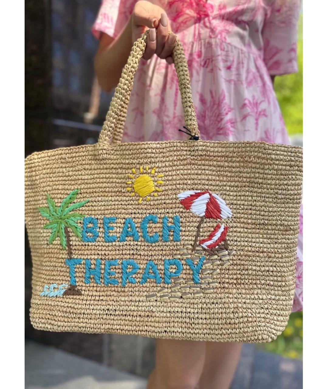 MC2 SAINT BARTH Бежевая пелетеная пляжная сумка, фото 6