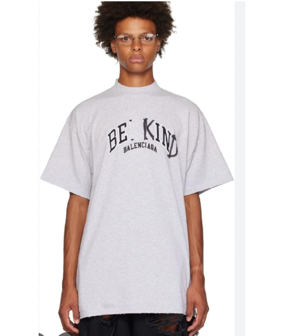 BALENCIAGA Серая хлопковая футболка, фото 8