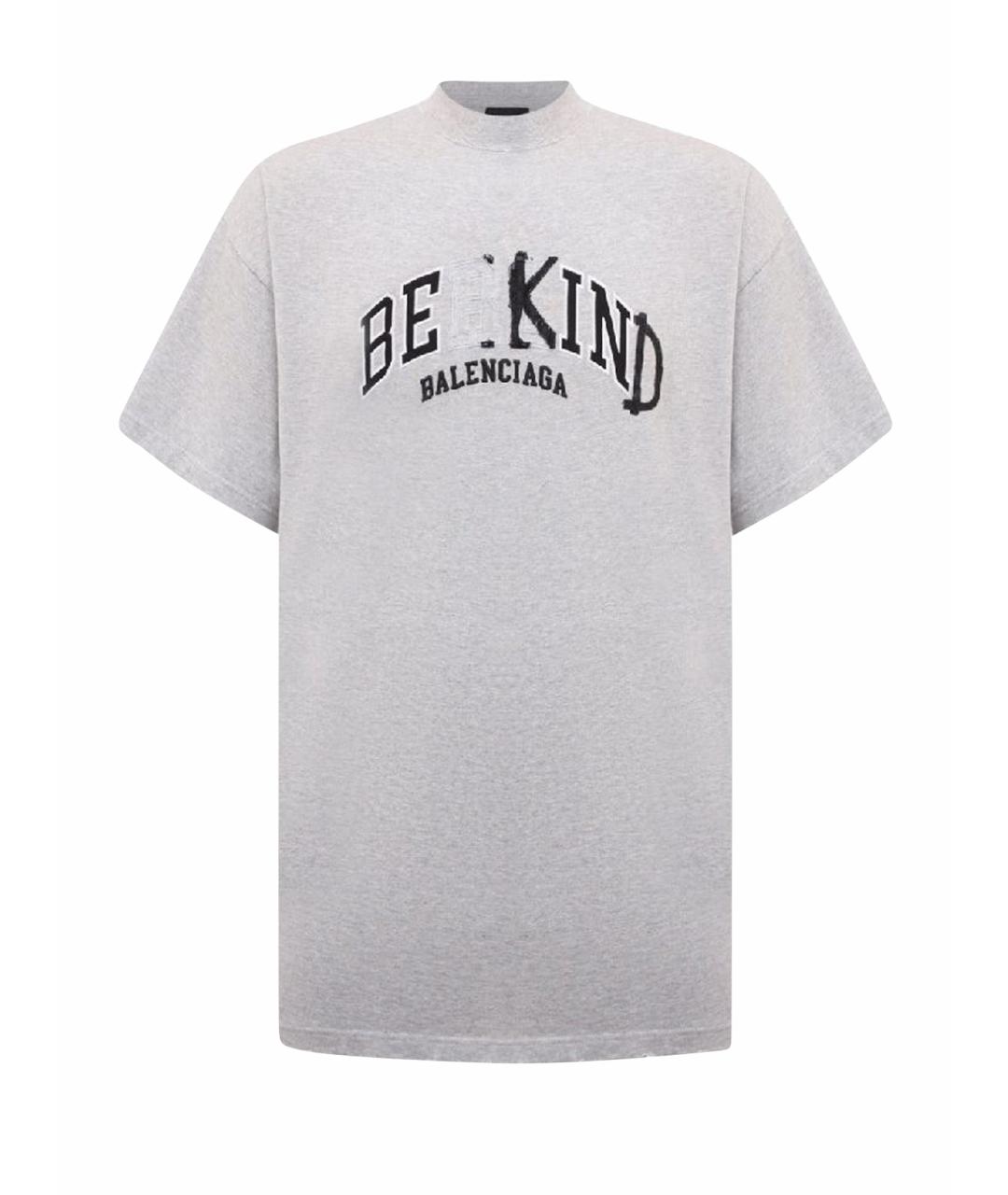 BALENCIAGA Серая хлопковая футболка, фото 1