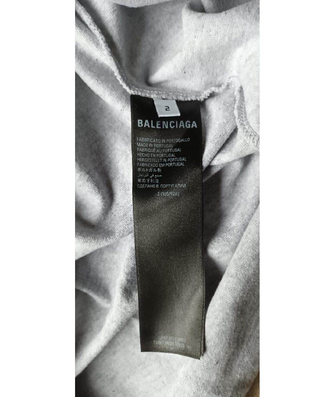 BALENCIAGA Серая хлопковая футболка, фото 5