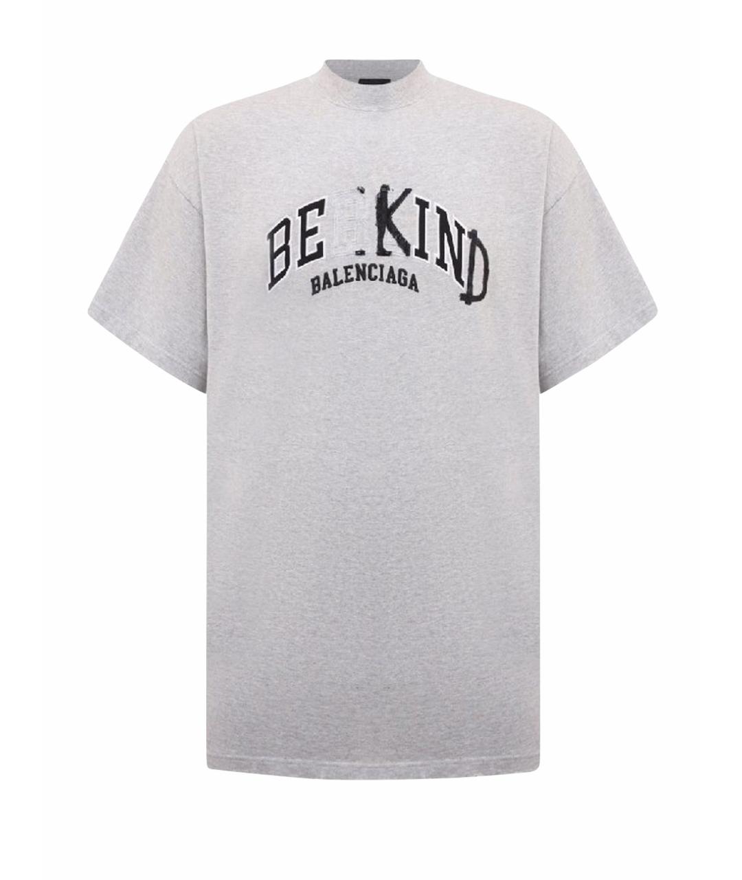 BALENCIAGA Серая хлопковая футболка, фото 10