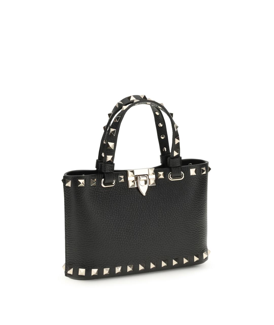 VALENTINO Черная кожаная сумка тоут, фото 2
