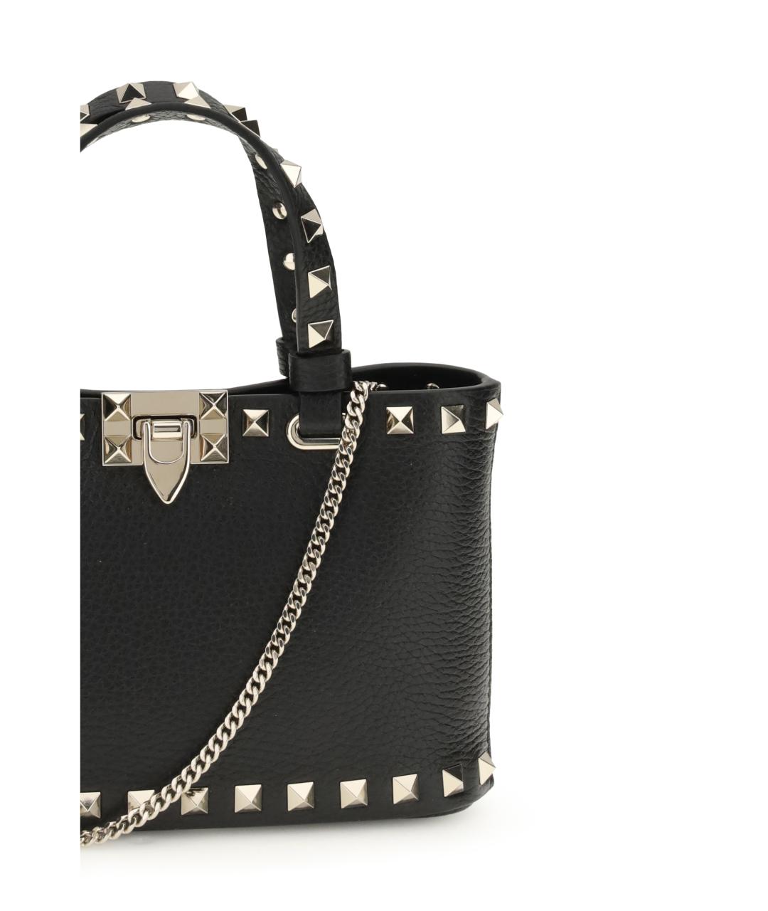 VALENTINO Черная кожаная сумка тоут, фото 4