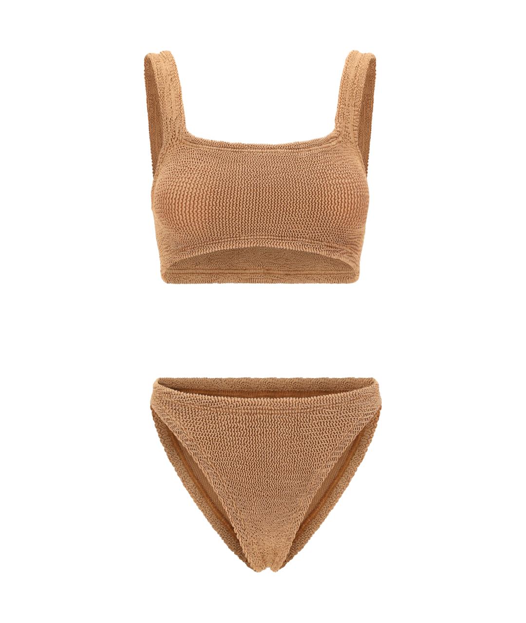 HUNZA G Бежевый полиамидовый купальник, фото 1