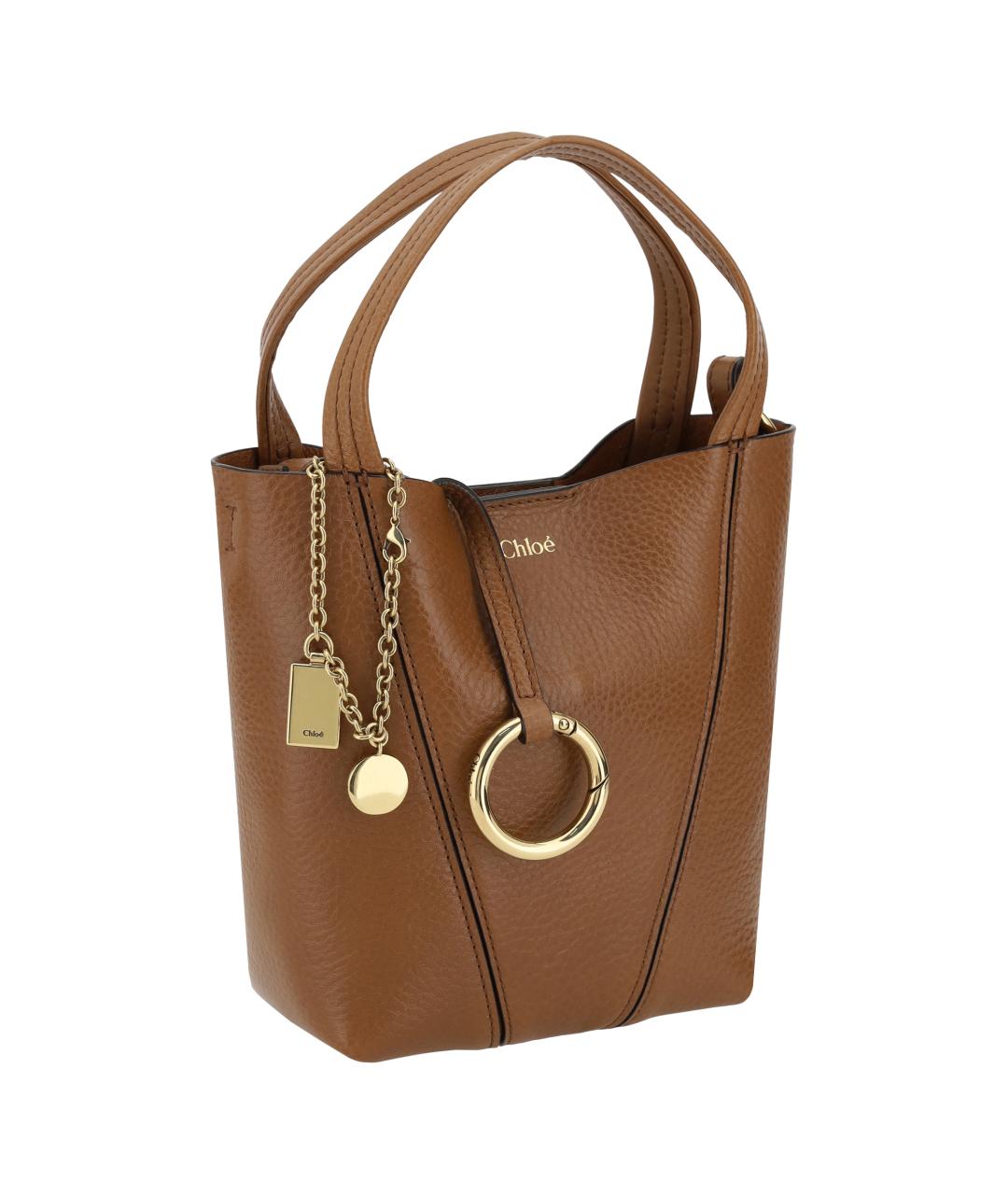 CHLOE Коричневая кожаная сумка тоут, фото 2