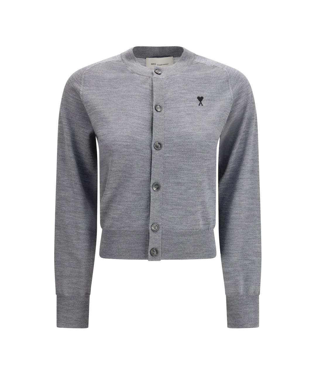 Ami Paris Серый шерстяной джемпер / свитер, фото 1