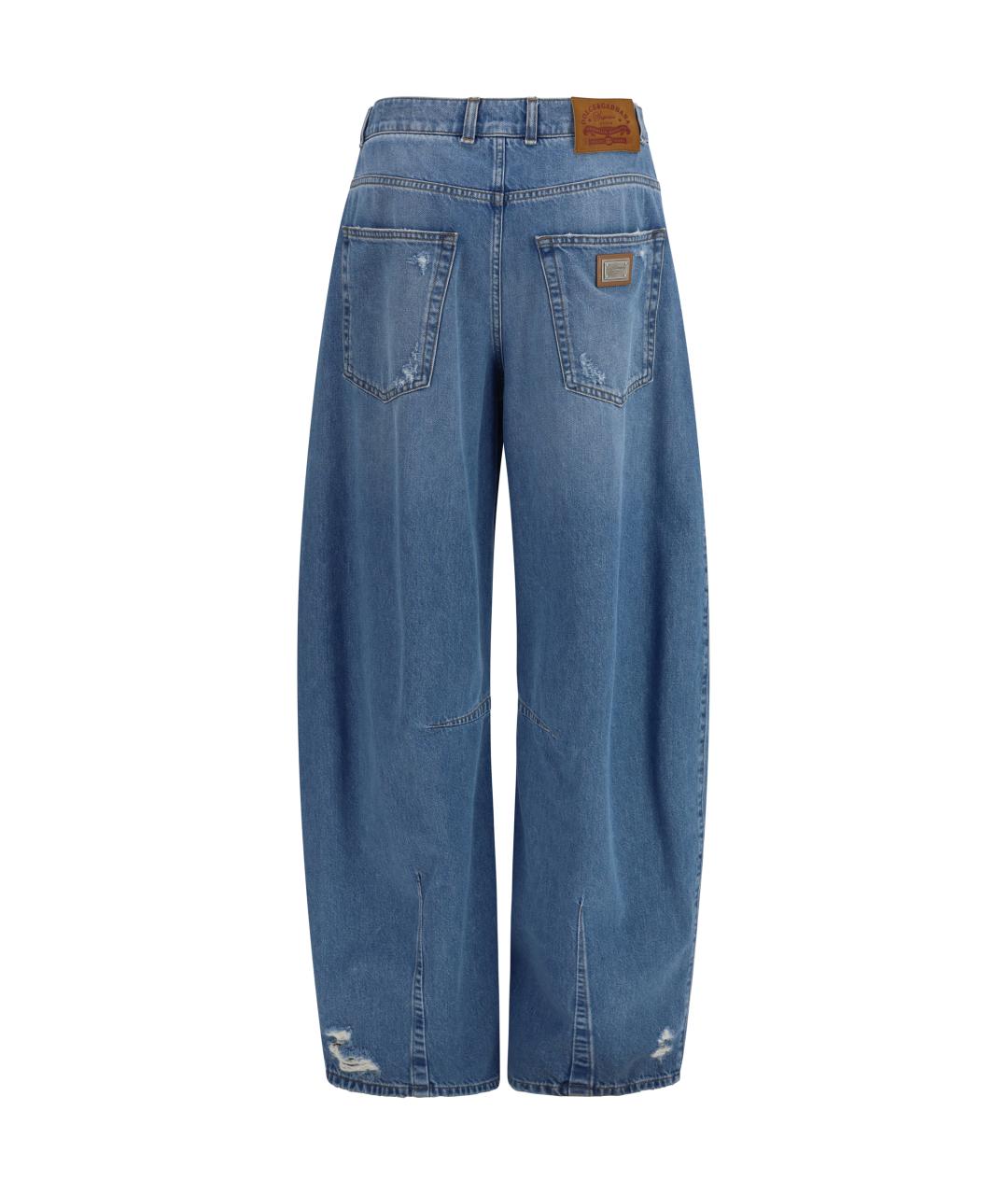 DOLCE&GABBANA Синие хлопковые прямые джинсы, фото 2