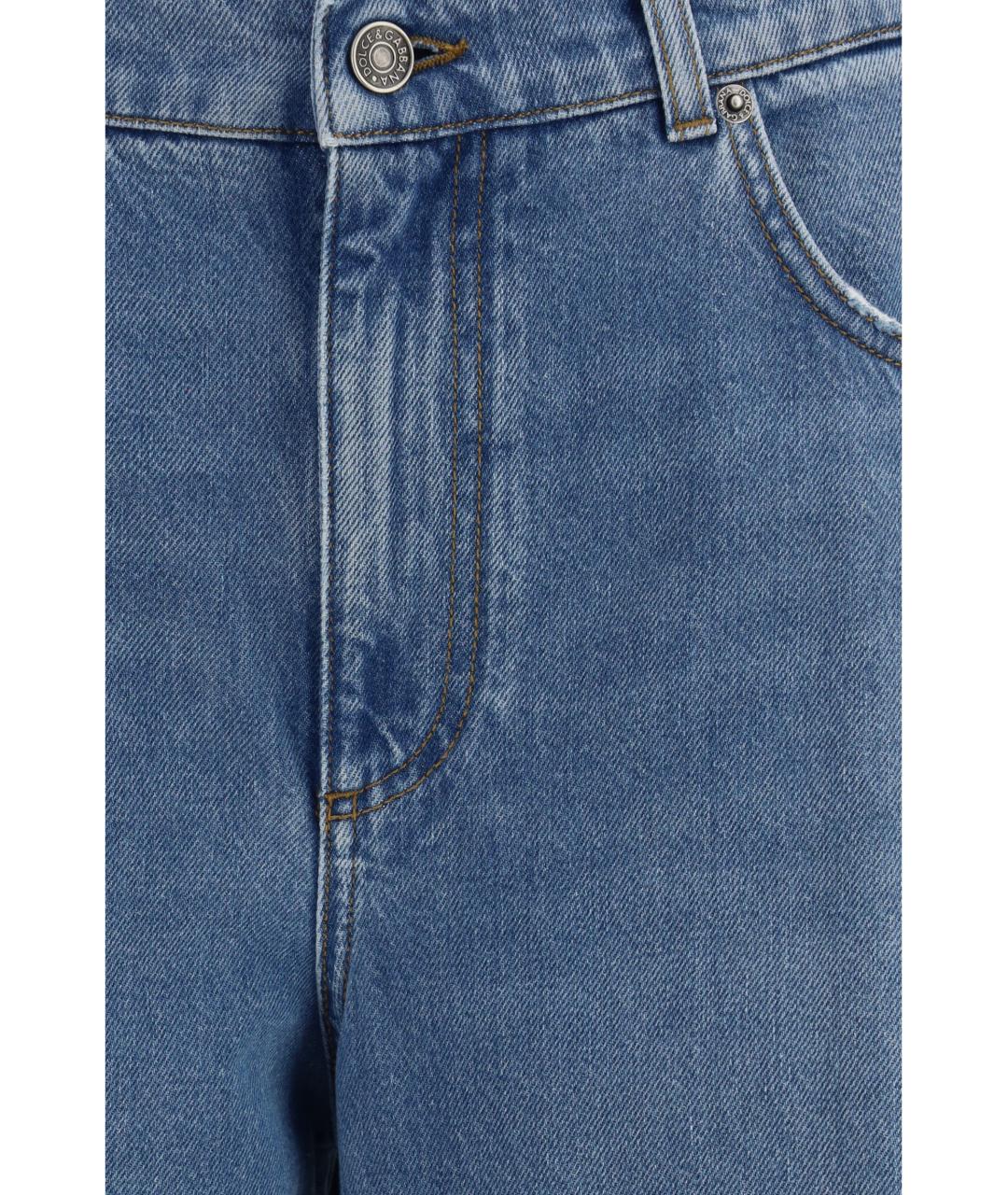 DOLCE&GABBANA Синие хлопковые прямые джинсы, фото 3