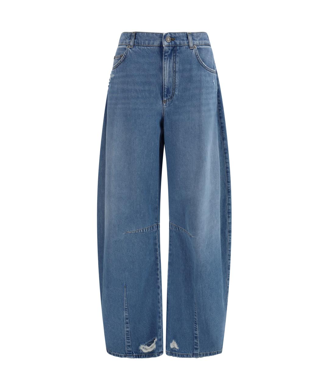 DOLCE&GABBANA Синие хлопковые прямые джинсы, фото 1