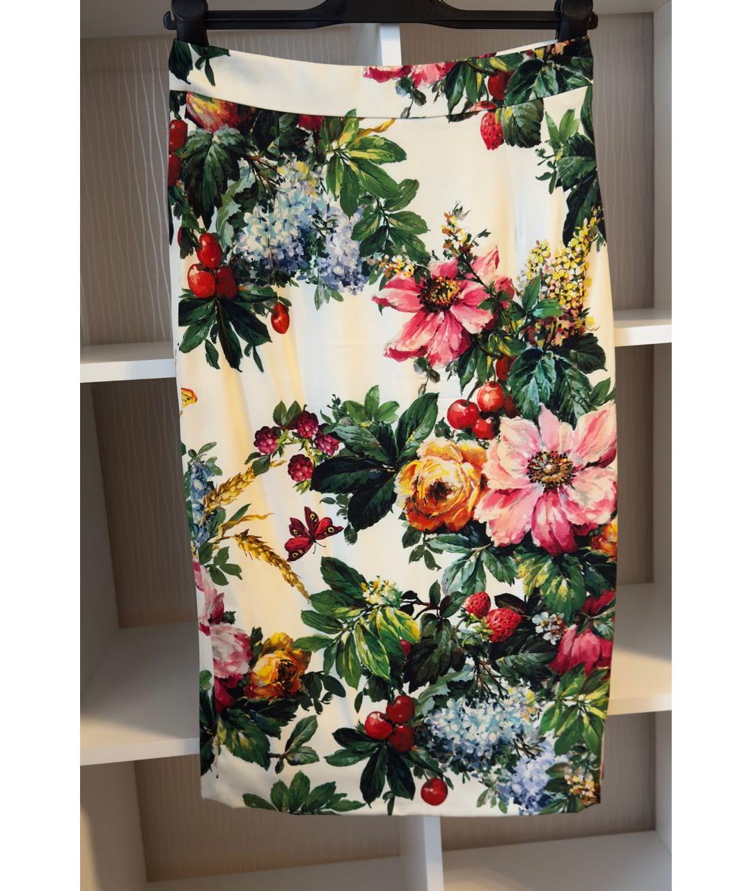 DOLCE&GABBANA Мульти шелковая юбка миди, фото 9