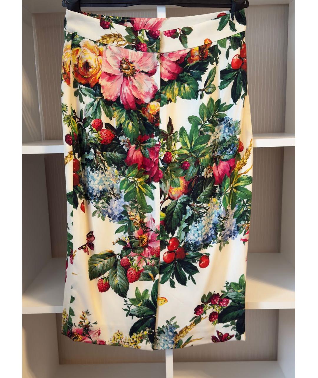 DOLCE&GABBANA Мульти шелковая юбка миди, фото 5