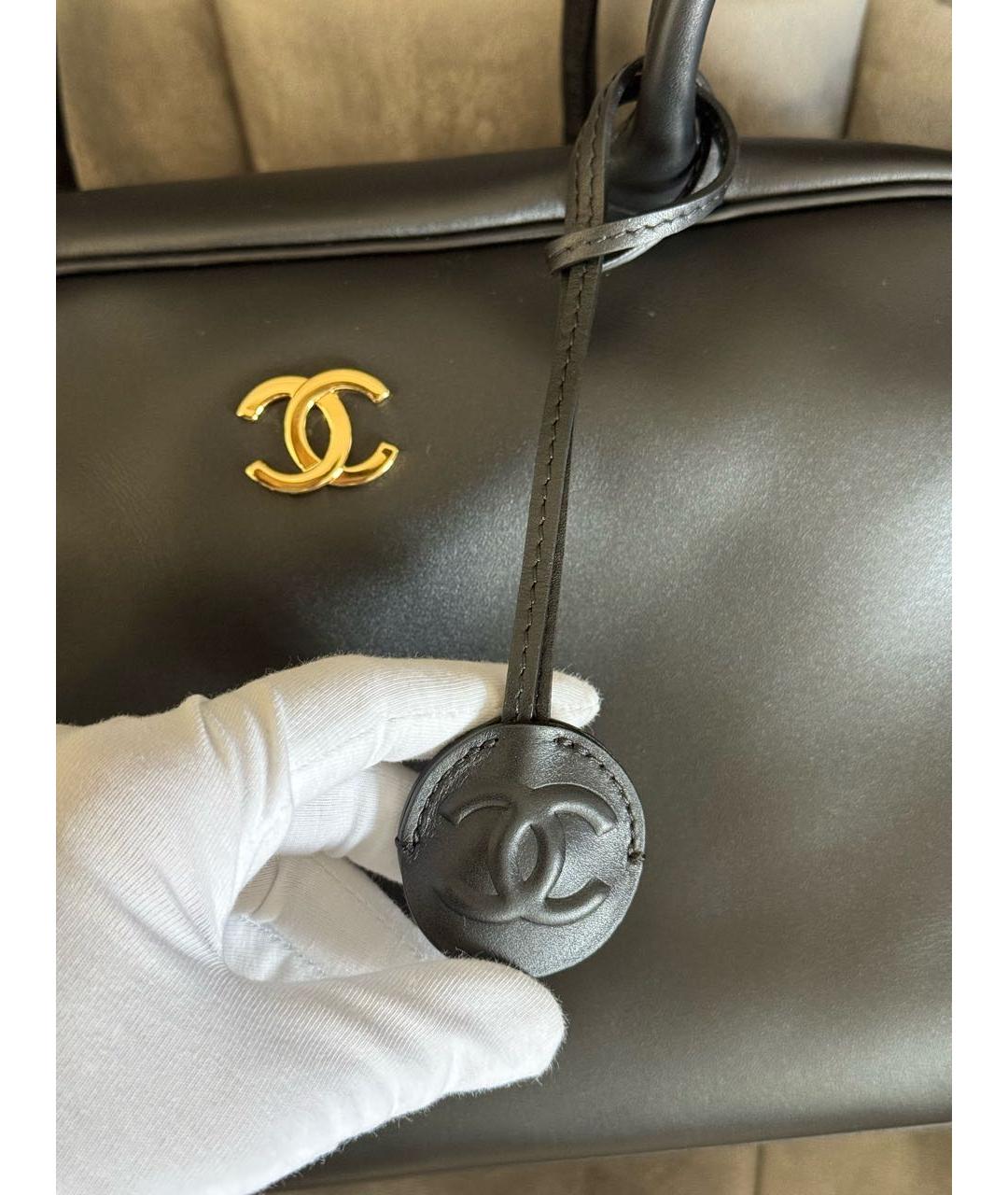 CHANEL Черная кожаная сумка тоут, фото 8