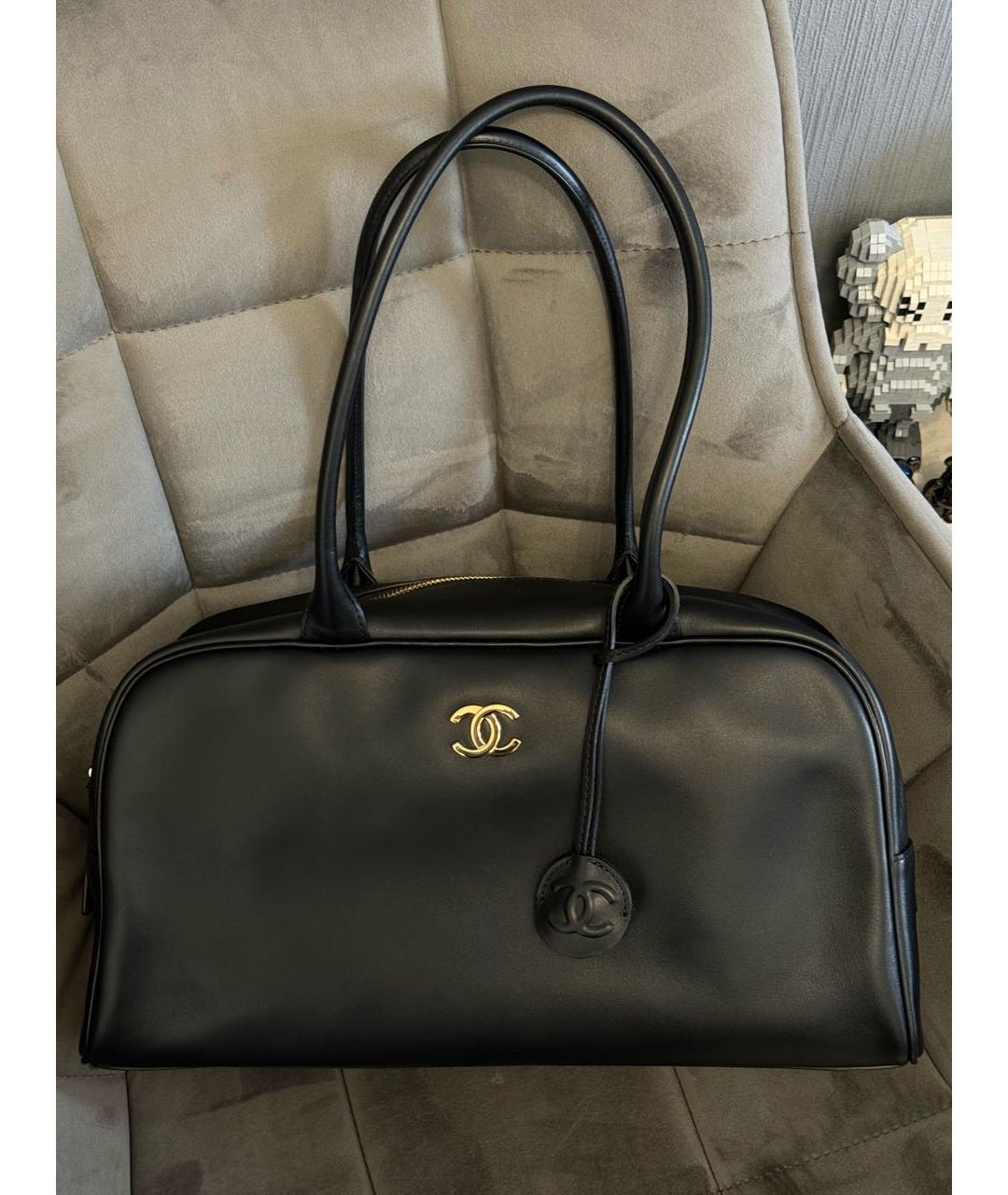 CHANEL Черная кожаная сумка тоут, фото 4