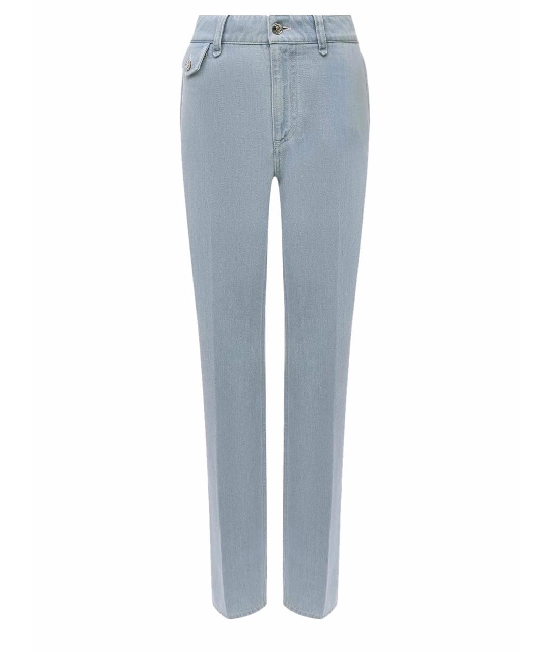 BURBERRY Голубые хлопковые прямые джинсы, фото 1