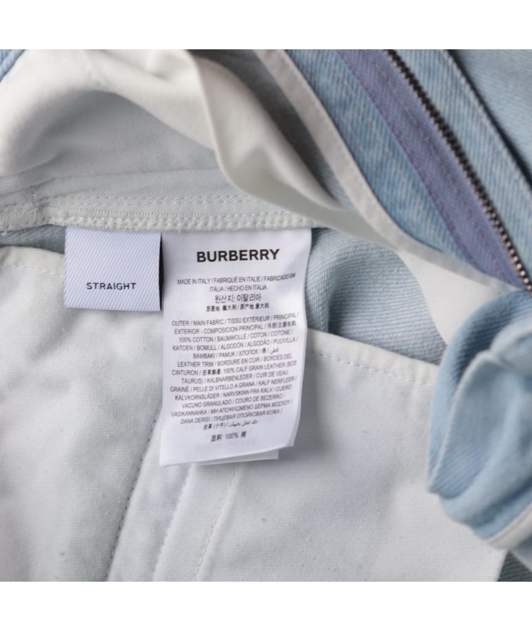 BURBERRY Голубые хлопковые прямые джинсы, фото 5