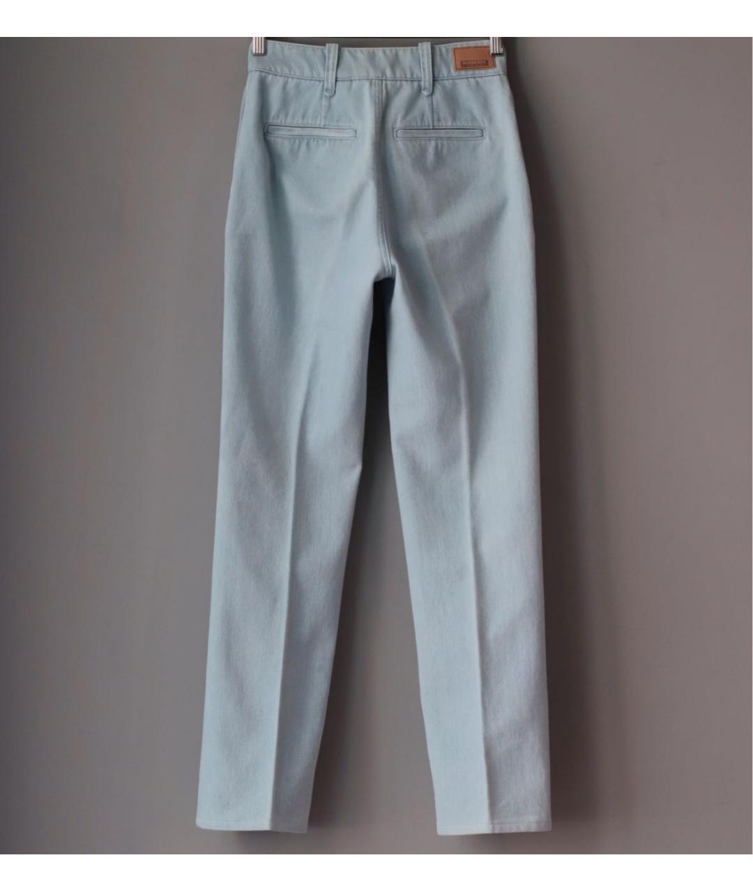 BURBERRY Голубые хлопковые прямые джинсы, фото 3