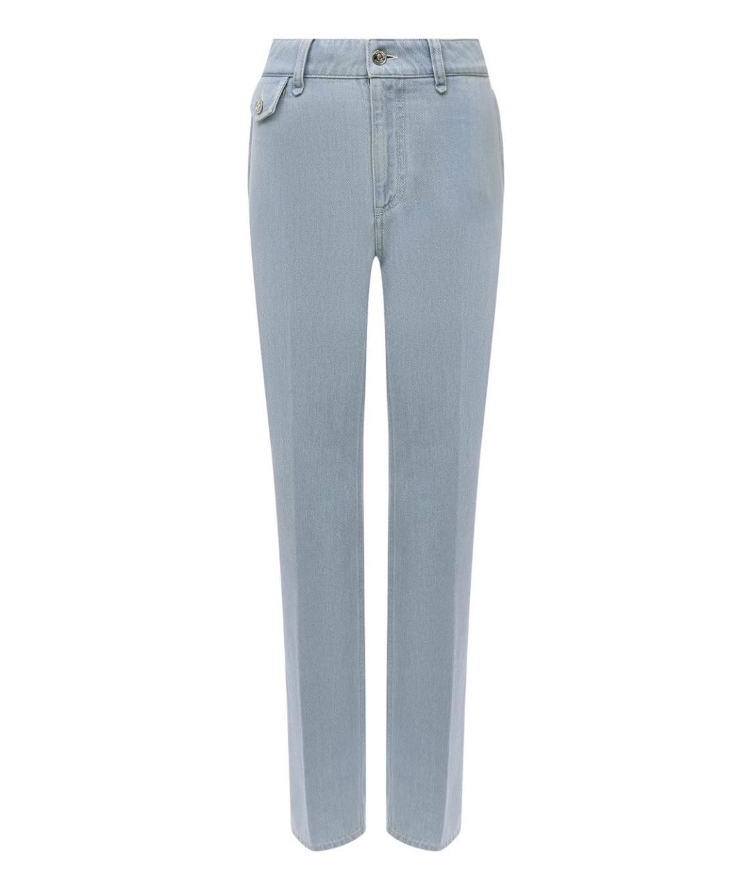 BURBERRY Голубые хлопковые прямые джинсы, фото 9