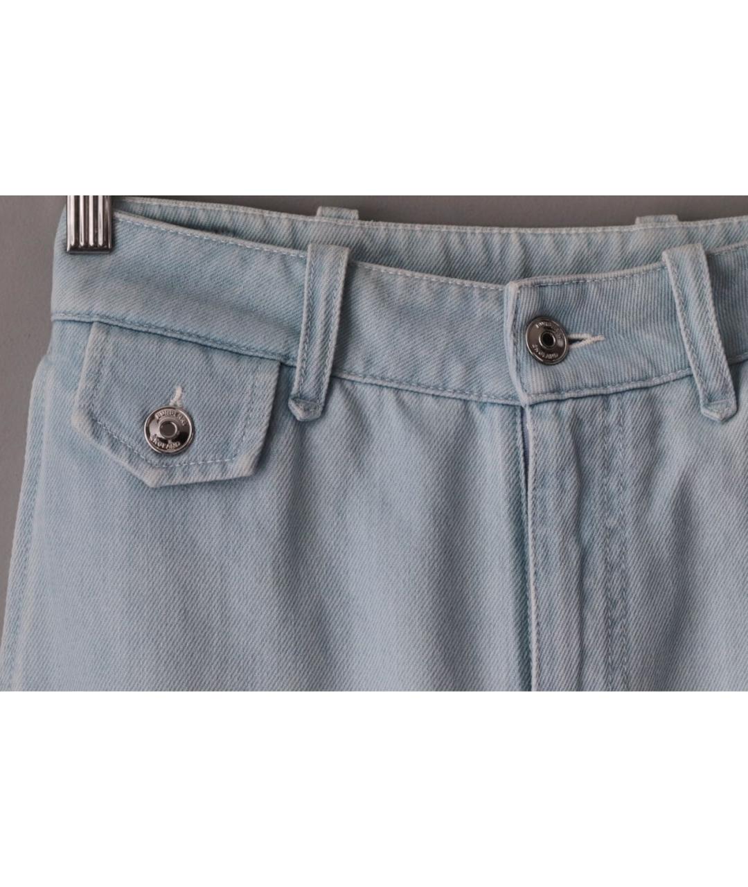 BURBERRY Голубые хлопковые прямые джинсы, фото 7