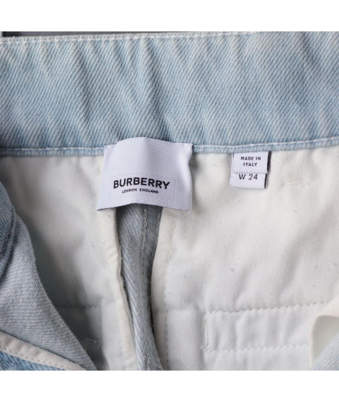 BURBERRY Голубые хлопковые прямые джинсы, фото 4