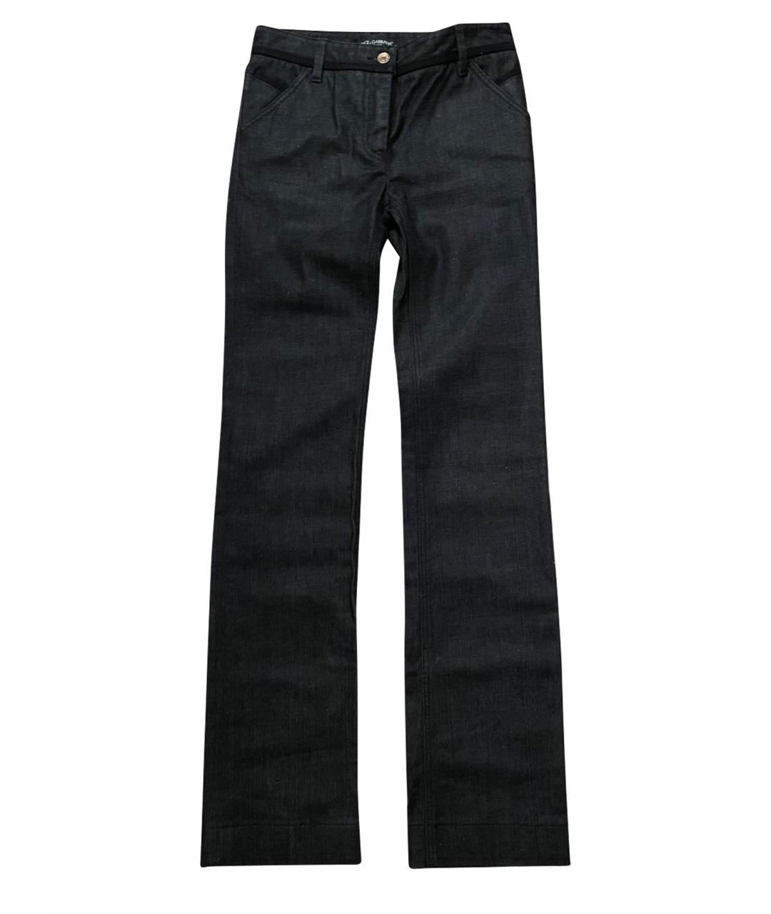 DOLCE&GABBANA Темно-синие хлопко-эластановые прямые джинсы, фото 1