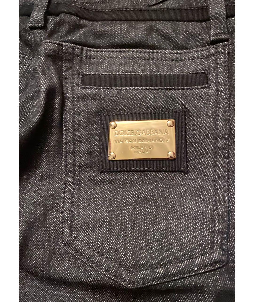 DOLCE&GABBANA Темно-синие хлопко-эластановые прямые джинсы, фото 5