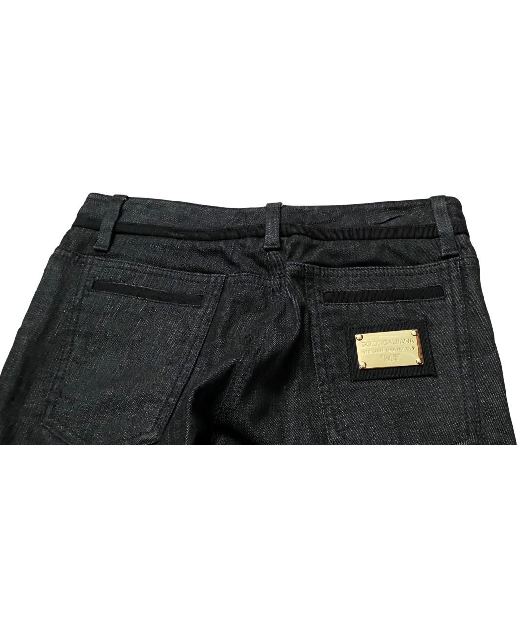 DOLCE&GABBANA Темно-синие хлопко-эластановые прямые джинсы, фото 4