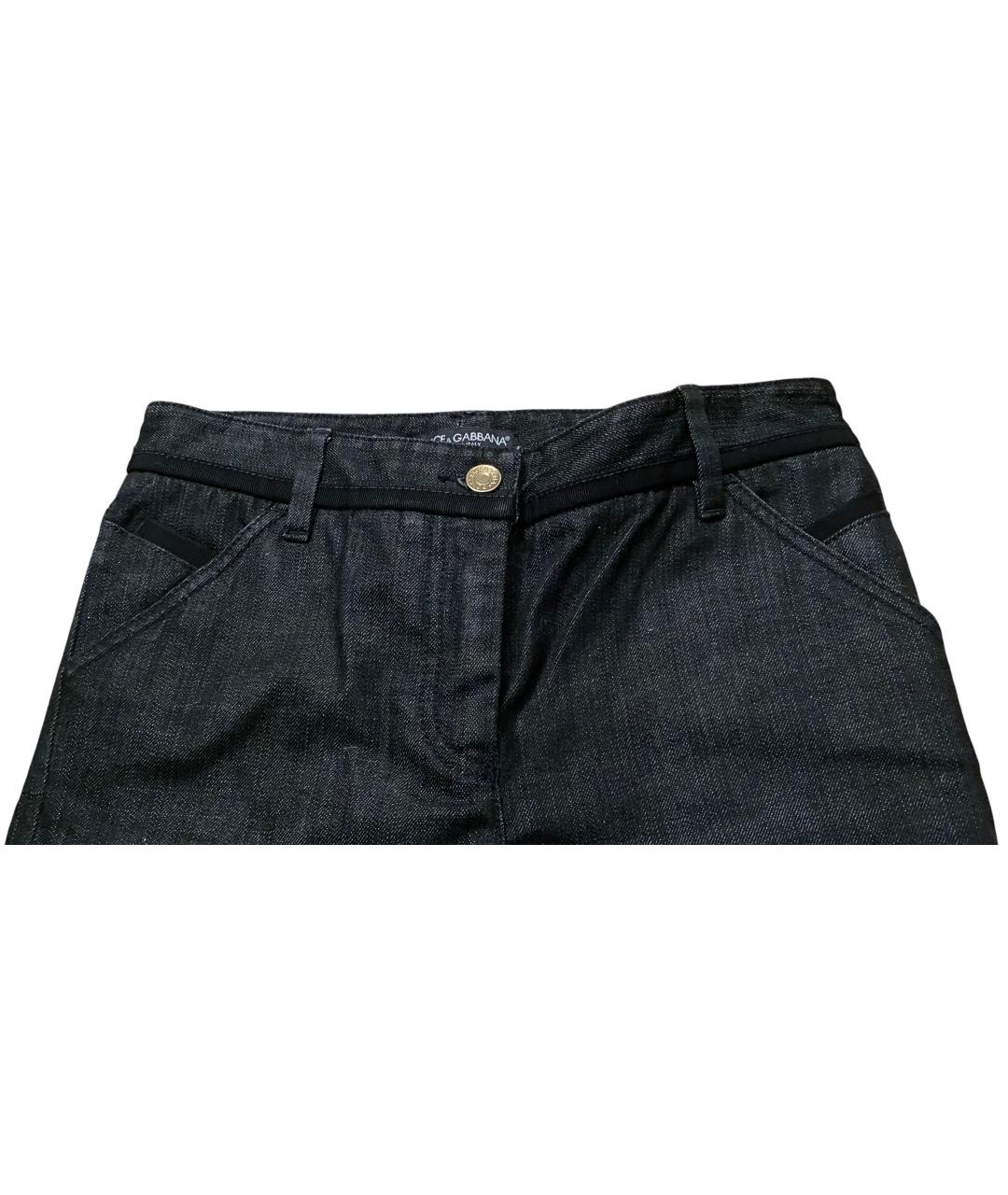 DOLCE&GABBANA Темно-синие хлопко-эластановые прямые джинсы, фото 2