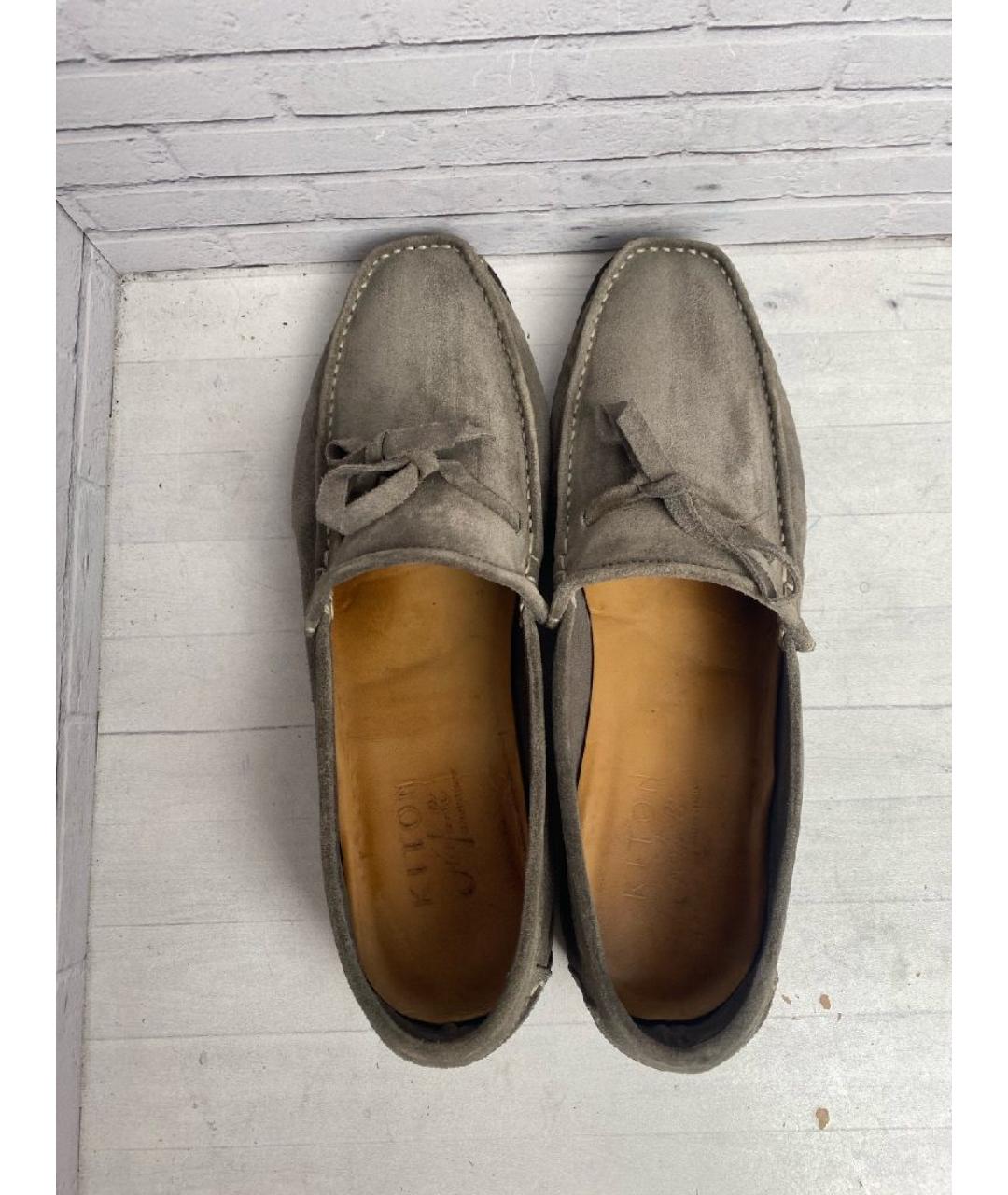 KITON Серые замшевые лоферы, фото 5