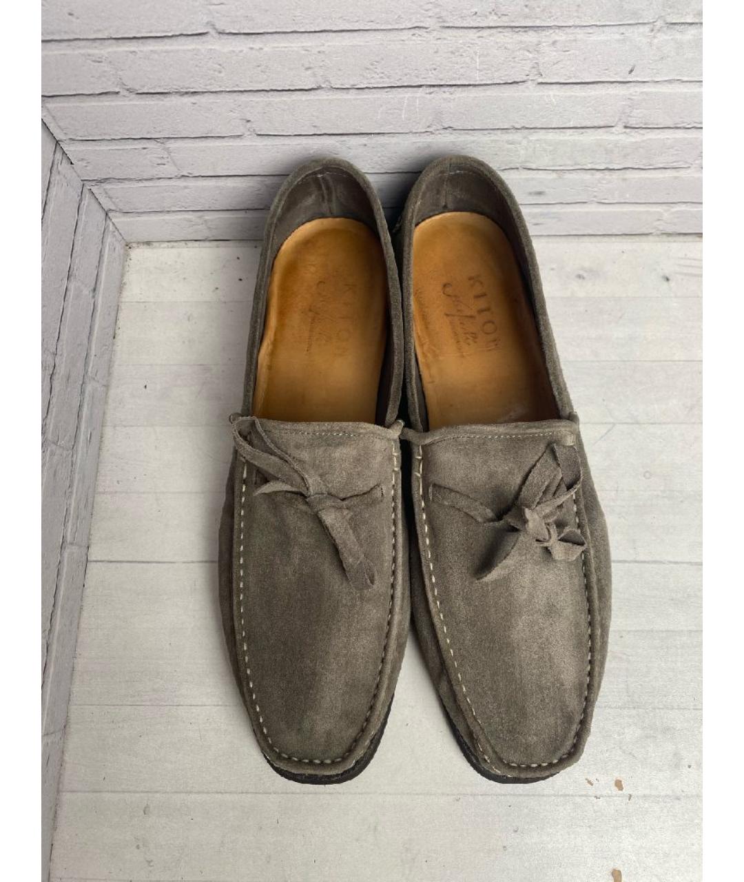 KITON Серые замшевые лоферы, фото 4