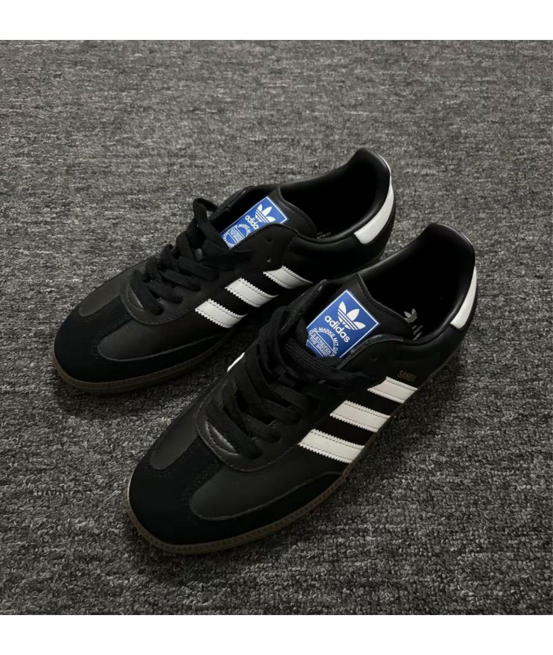 ADIDAS Черные кожаные кроссовки, фото 2