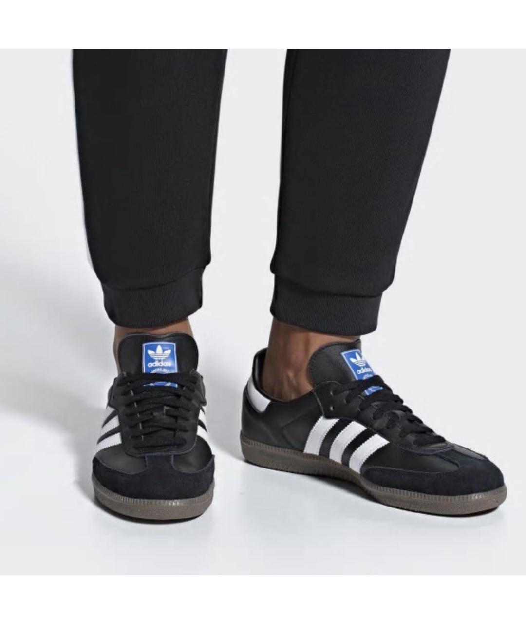 ADIDAS Черные кожаные кроссовки, фото 4