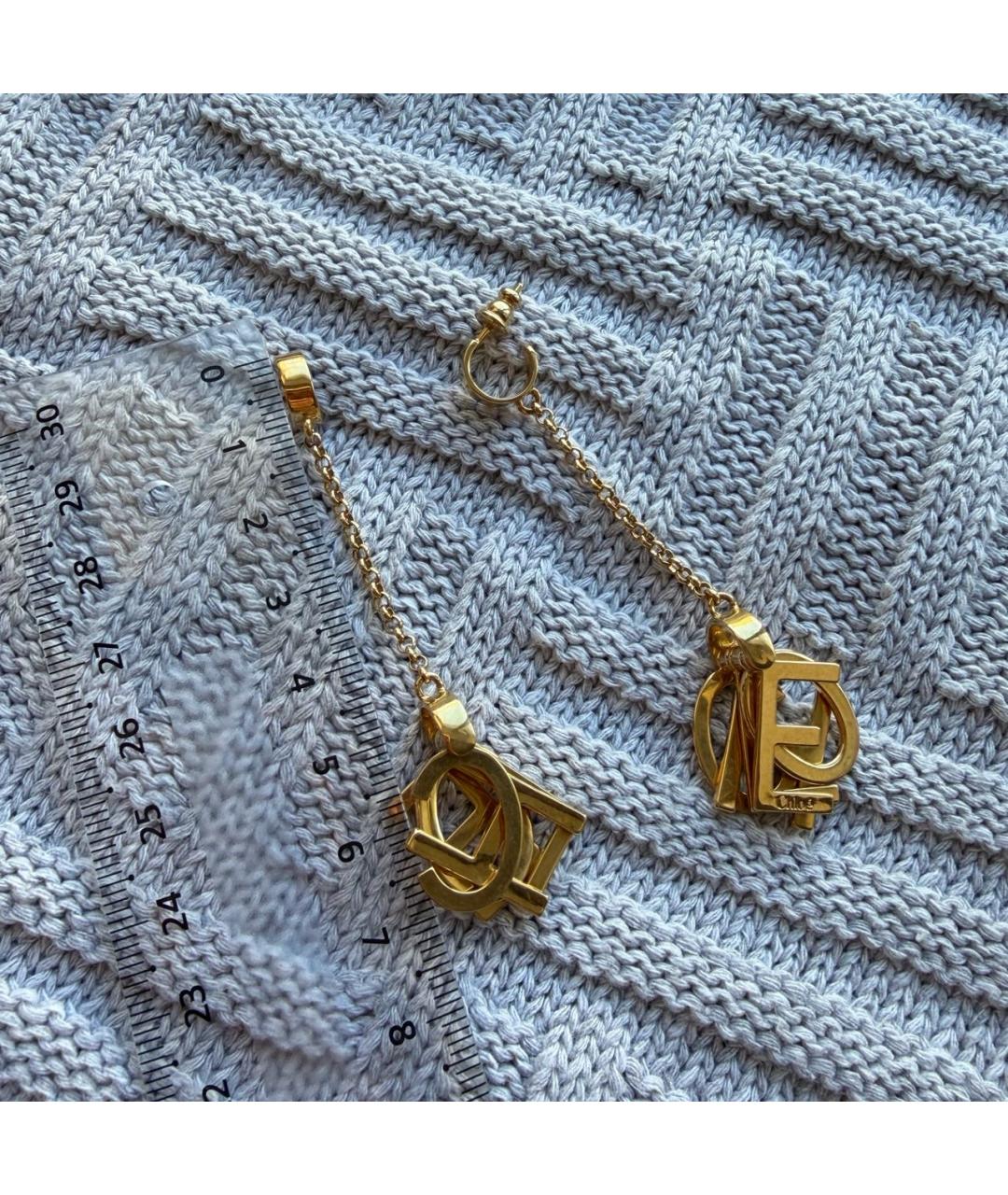 CHLOE Золотые латунные серьги, фото 7