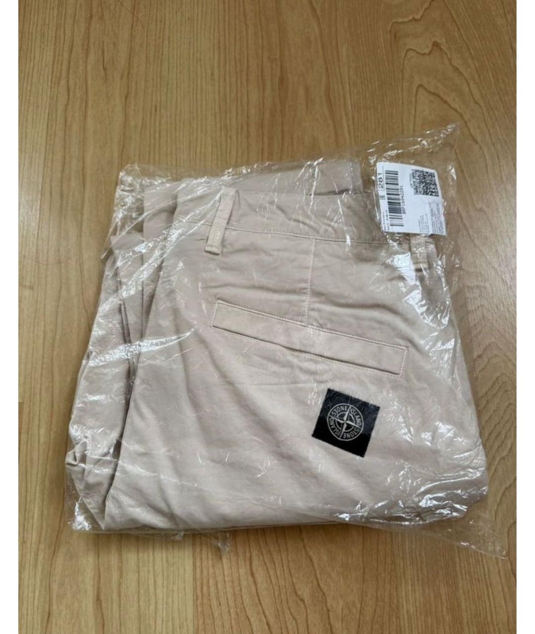 STONE ISLAND Бежевые хлопковые повседневные брюки, фото 3