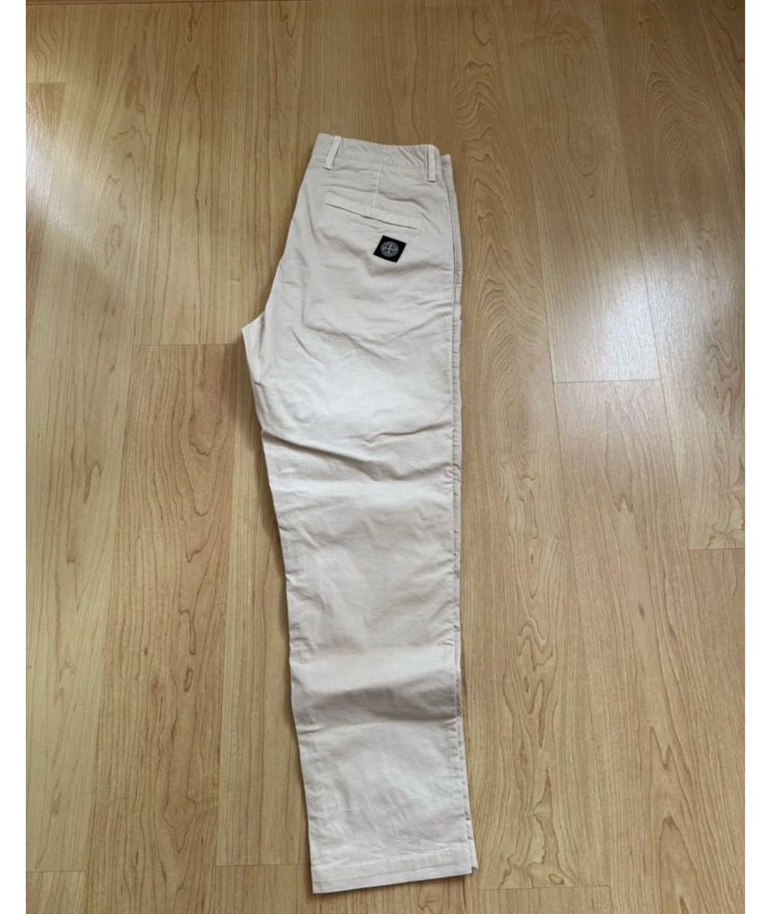 STONE ISLAND Бежевые хлопковые повседневные брюки, фото 5