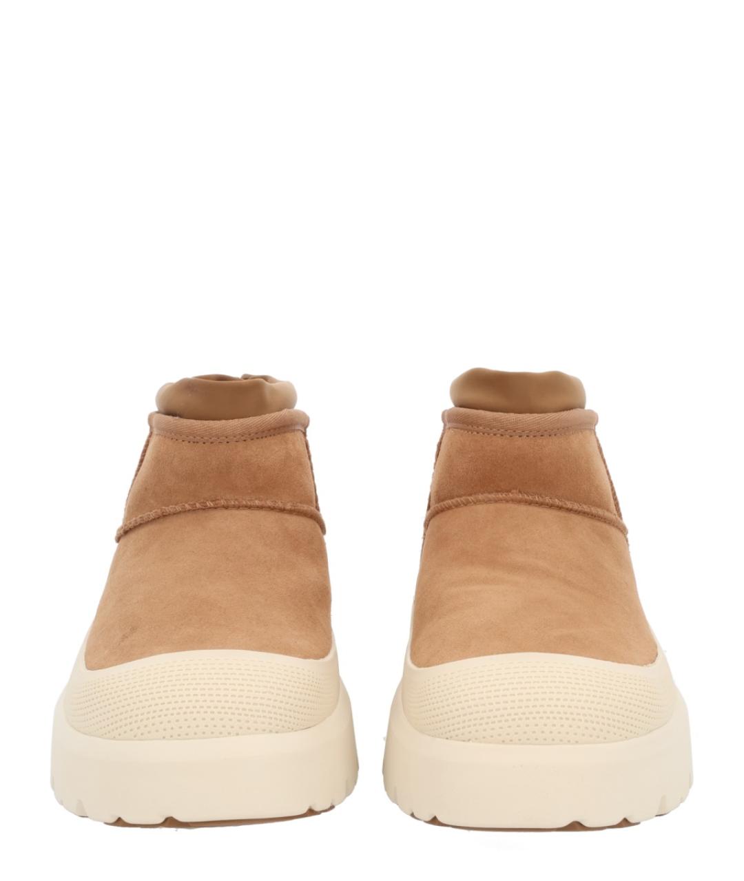 UGG AUSTRALIA Коричневые кожаные низкие ботинки, фото 3