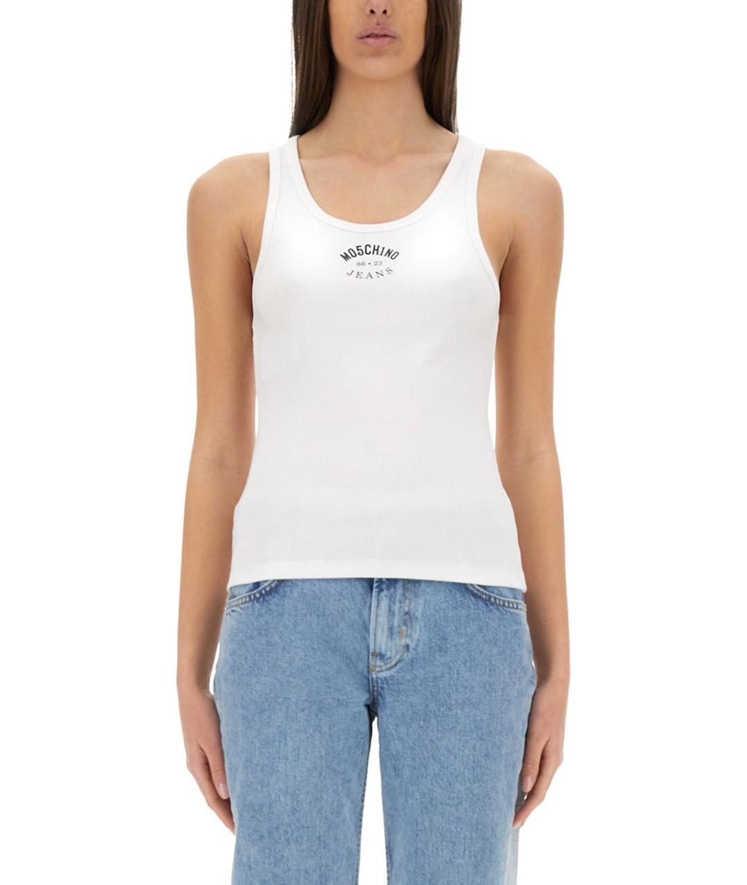 MOSCHINO JEANS Белая хлопковая майка, фото 2