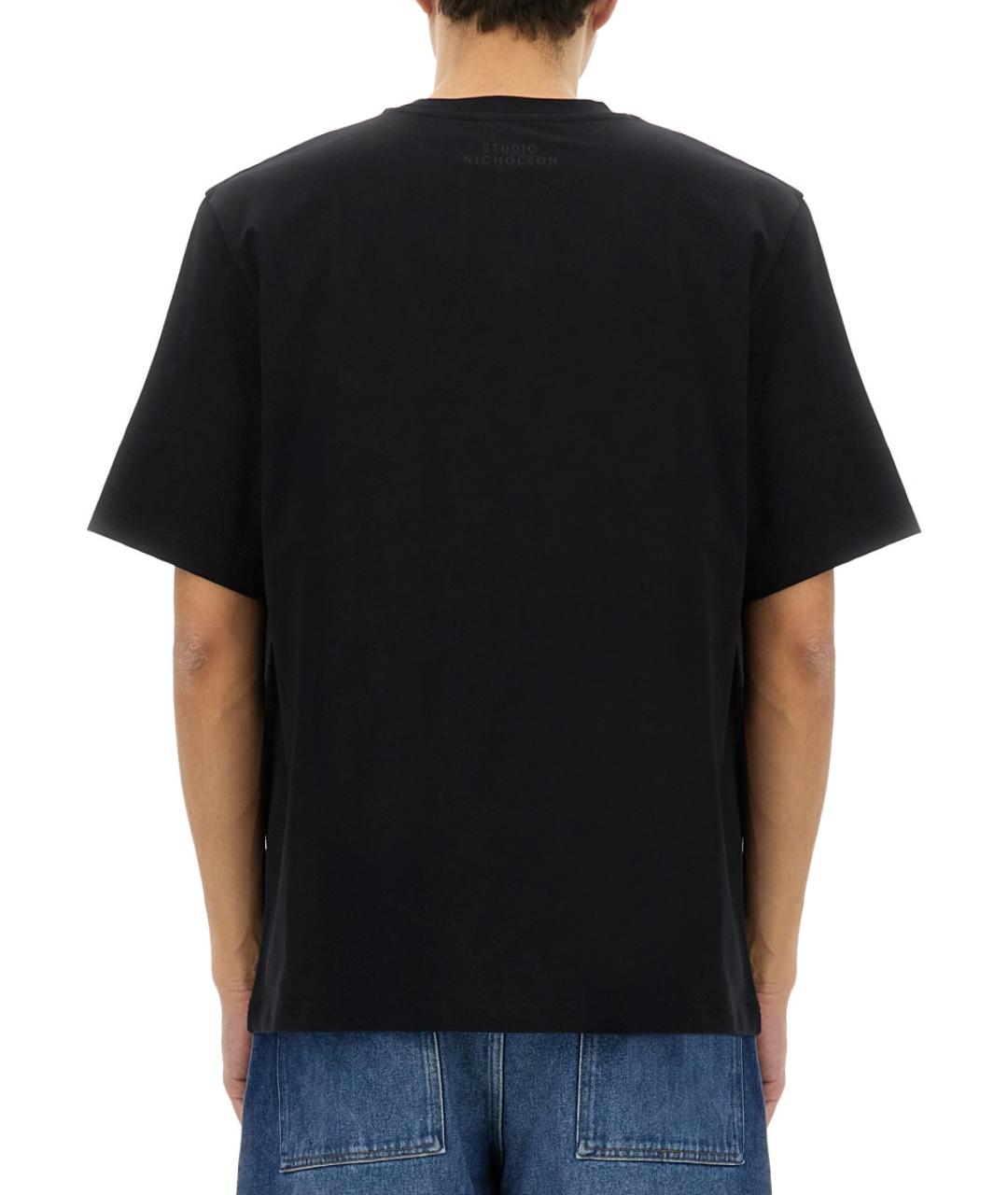 STUDIO NICHOLSON Черная хлопковая футболка, фото 3