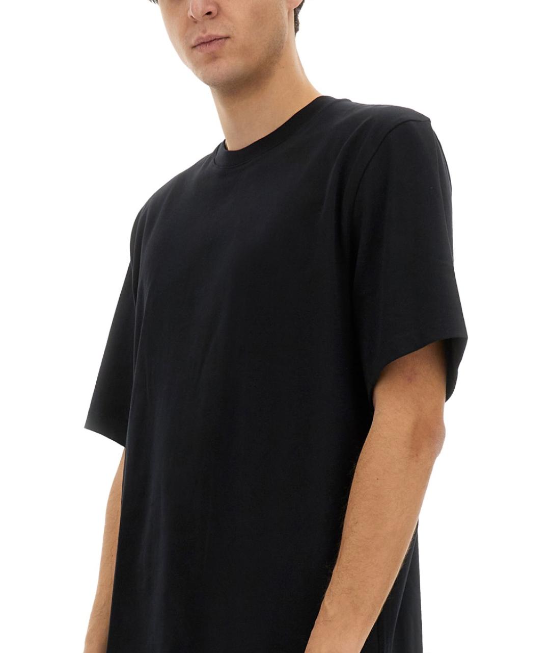 STUDIO NICHOLSON Черная хлопковая футболка, фото 4