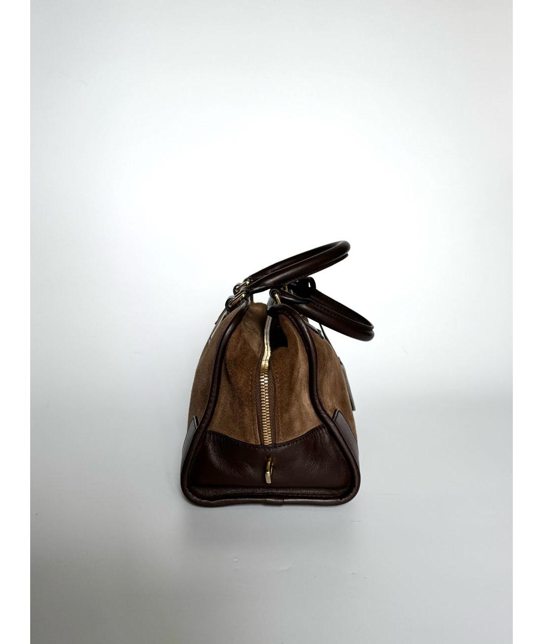 LOEWE Коричневая замшевая сумка с короткими ручками, фото 6