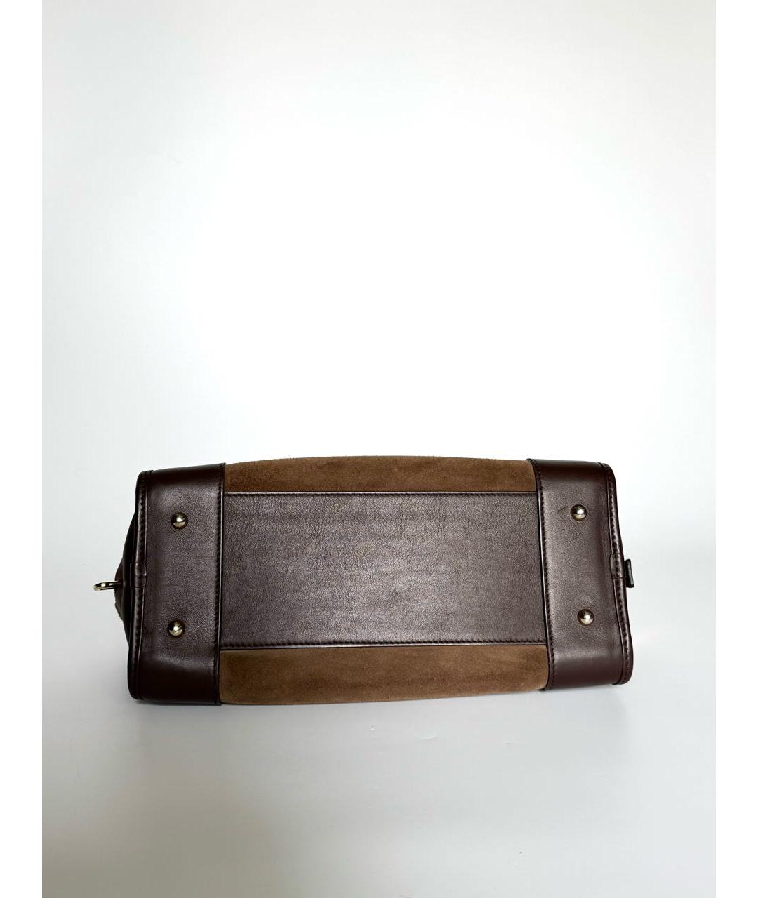 LOEWE Коричневая замшевая сумка с короткими ручками, фото 5