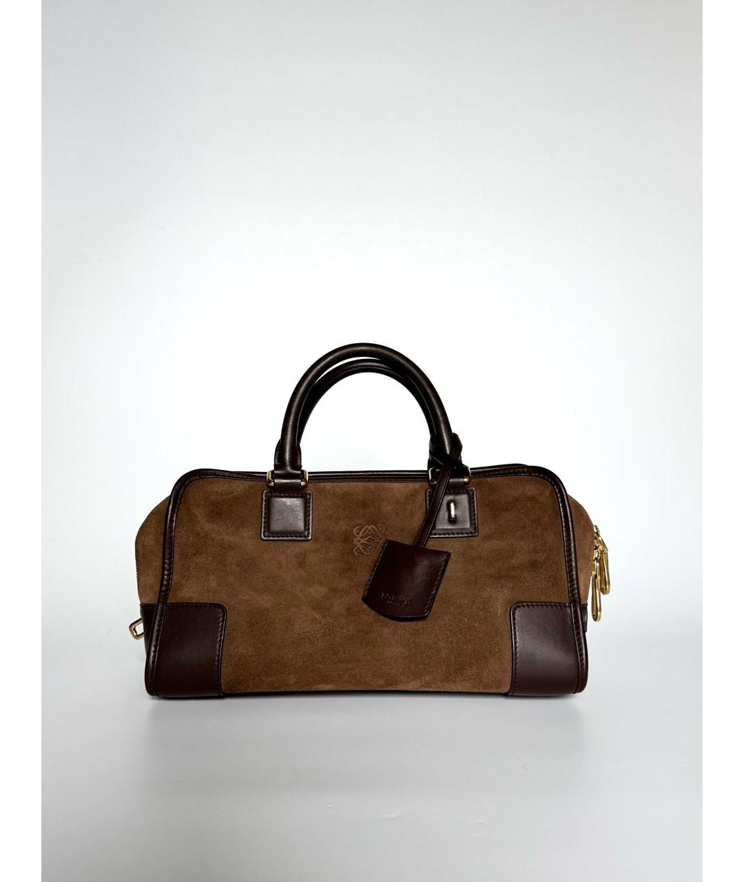 LOEWE Коричневая замшевая сумка с короткими ручками, фото 9