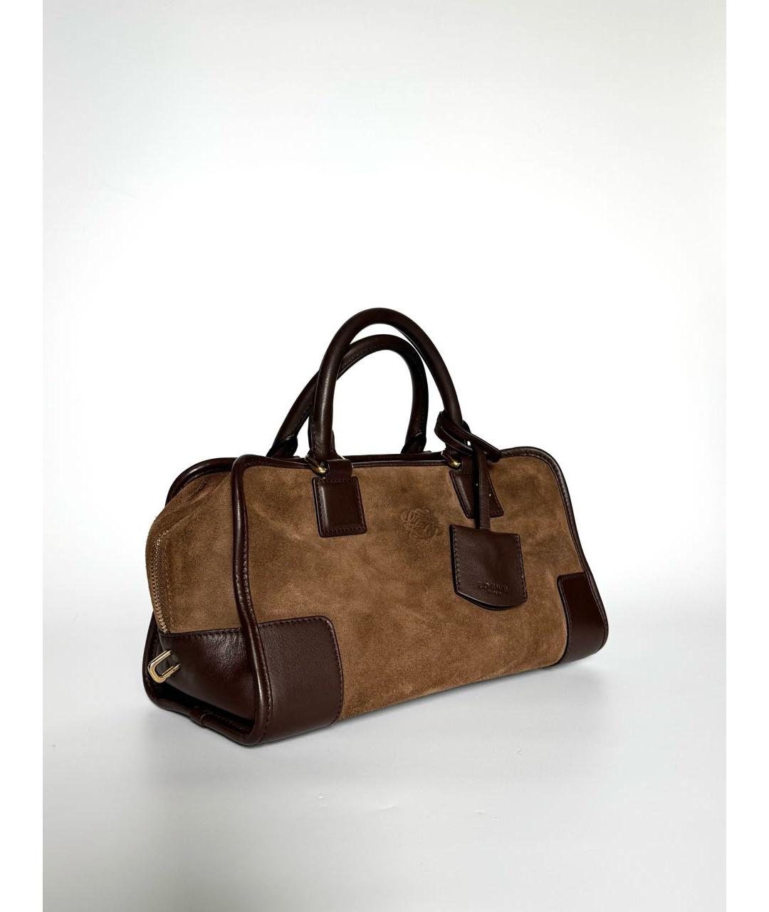 LOEWE Коричневая замшевая сумка с короткими ручками, фото 2