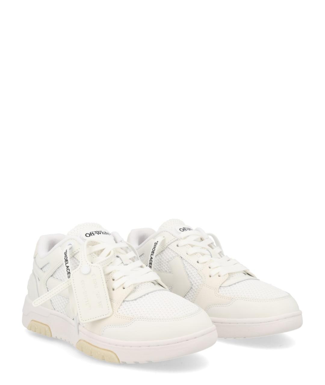 OFF-WHITE Белые кожаные низкие кроссовки / кеды, фото 2